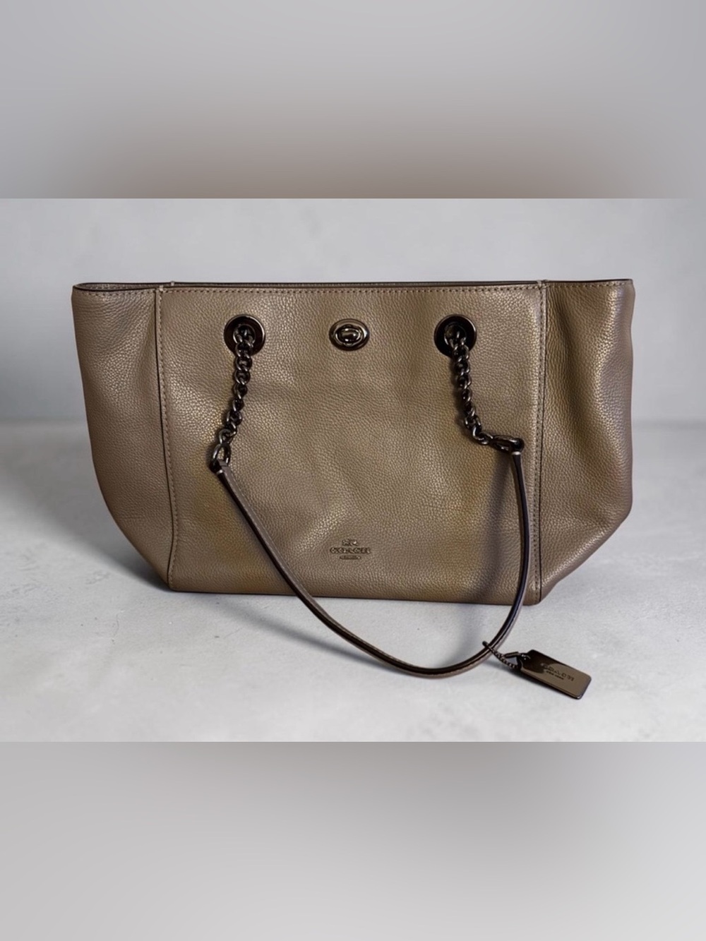 Coach Sleek Design Charcoal Leather Bag